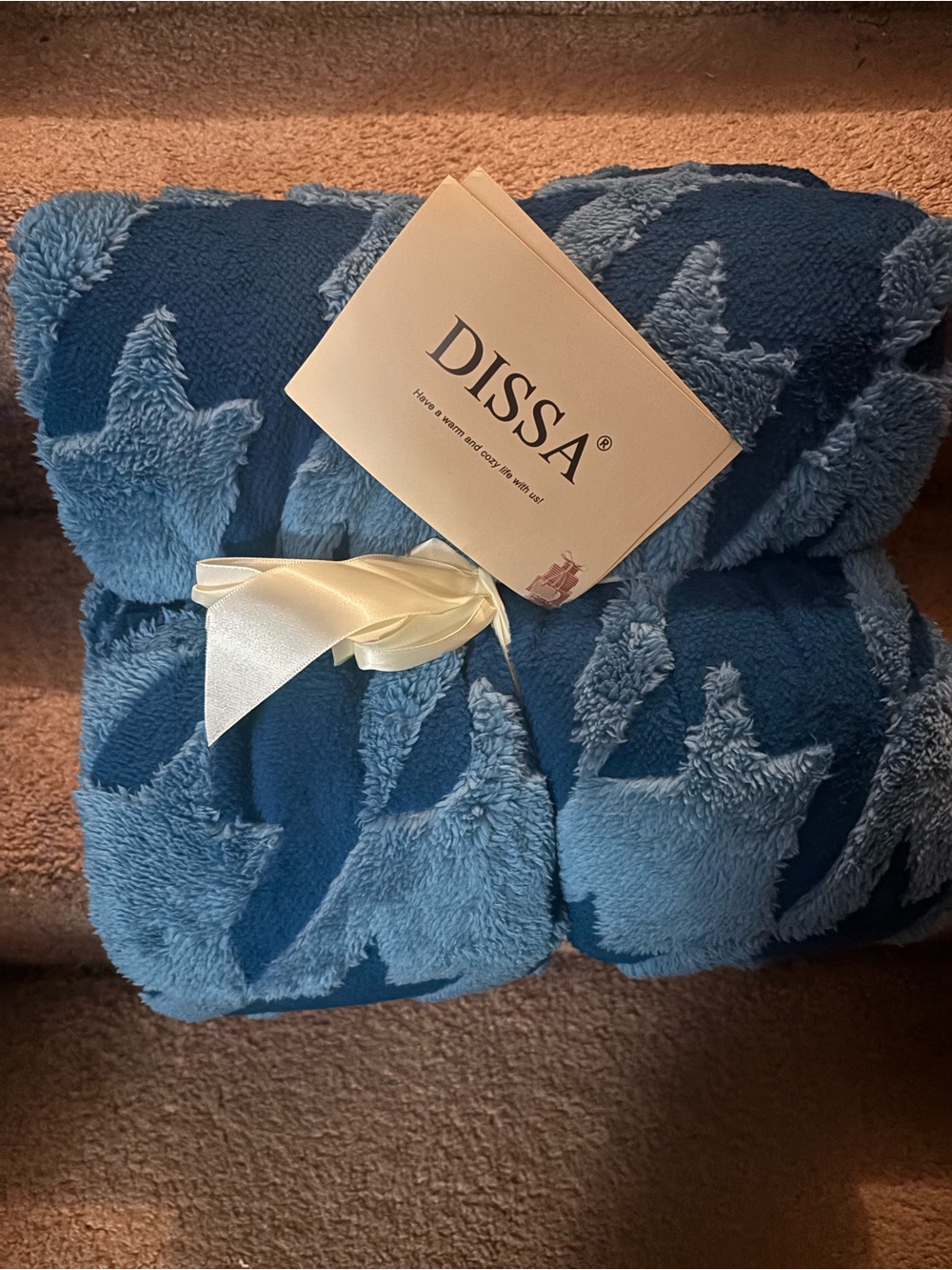 Home Collection Plush Blue Star Motif Throw Blanket